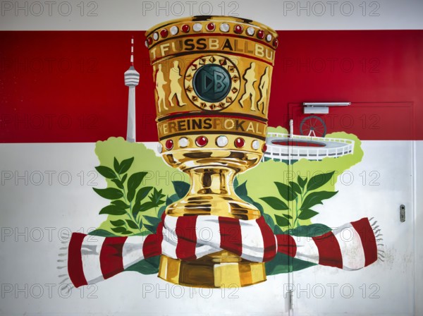 Graffiti, VfB Stuttgart as cup winner in the DFB-Pokal 2025, with landmark television tower,