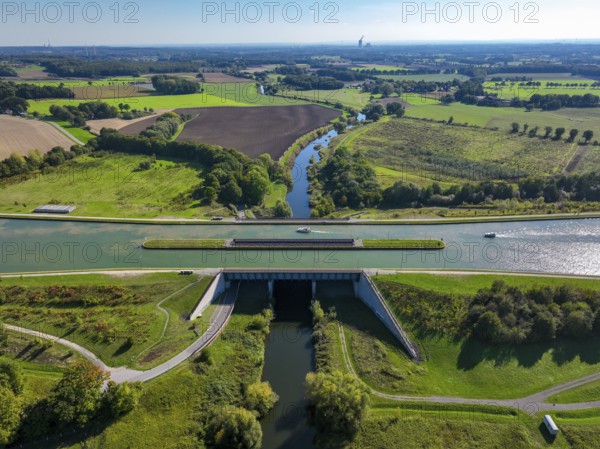 Kanalbrücke Lippe Neue Fahrt, Dortmund-Ems Canal, Restored Lippe, Olfen, Ruhr area, North