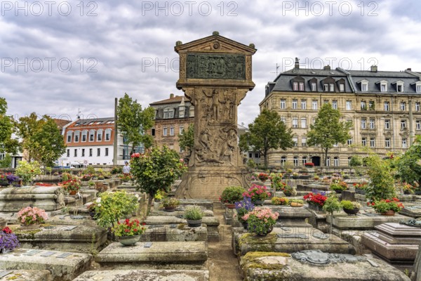 The medieval St. John's Cemetery with the Stele of Wolfgang Münzer in Nuremberg, Bavaria, Germany
