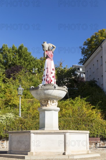 Marktbrunnen Cold Hedwig in clothes, Altmarkt, Hohenstein-Ernstthal, Saxony, Germany