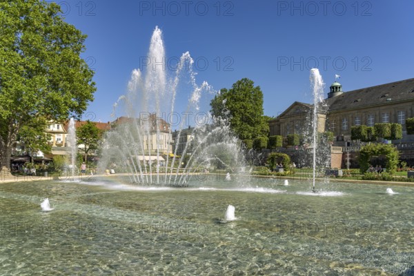 Fountain in the Rosengarten and the Regent Building in the Bad Kissingen State Bath, Lower
