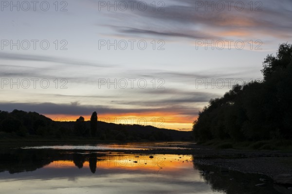 Evening on the Elbe at the ferry terminal in Coswig, Saxony, Germany