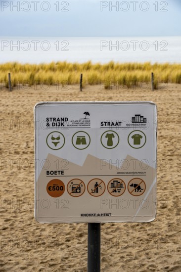 Winter break, on the Zeedijk-Knokke, beach promenade in Knokke-Heist, commandment sign, prohibition