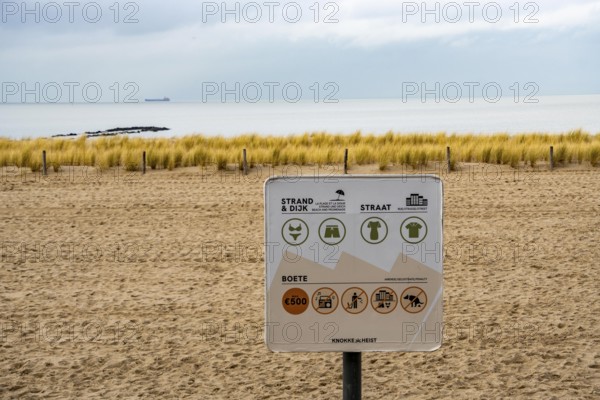 Winter break, on the Zeedijk-Knokke, beach promenade in Knokke-Heist, commandment sign, prohibition