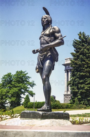 Statue sculpture of Chief Massasoit, also known as Ousamequin, in grounds of the Utah State