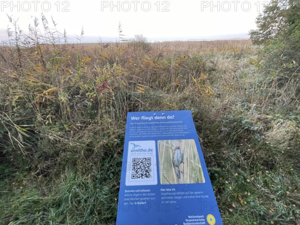 Information board in the national park near Bisdorf, Western Pomerania Lagoon Area National Park,