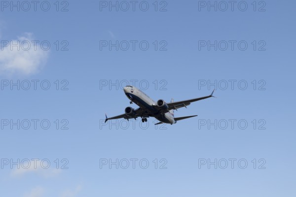 Boeing 737 commercial passenger airliner jet aircraft of SunExpress airways in flight on approach