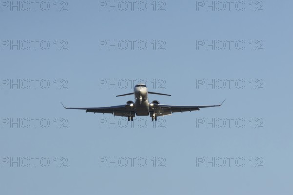 Gulfstream executive business jet aircraft in flight on approach to land at London Stansted