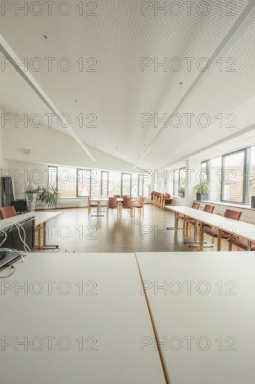 Spacious conference room with long tables and large windows, Gechingen Town Hall, Calw District,