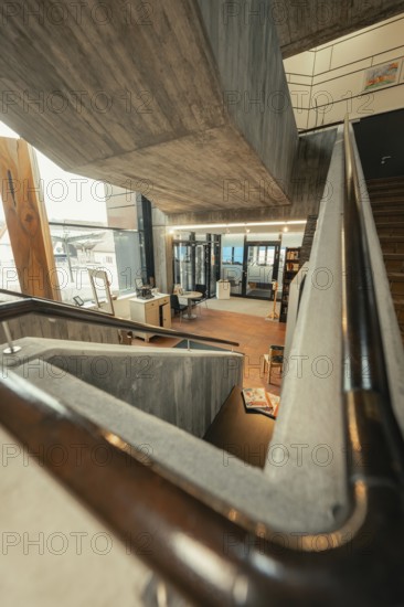 Modern staircase design with lots of light and architectural elegance, Gechingen Town Hall, Calw