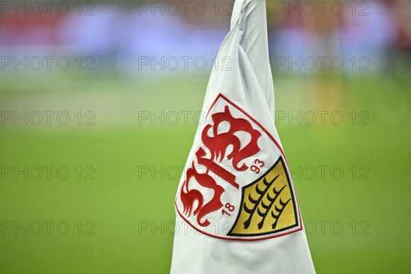 VfB Stuttgart corner flag, logo, coat of arms, soccer Bundesliga, MHPArena, MHP Arena Stuttgart,