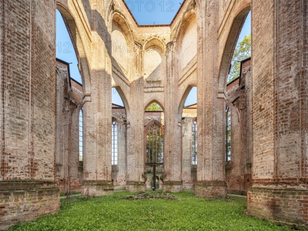 Ruin of Gothic monastery church, North German brick Gothic, brick architecture, Dargun,