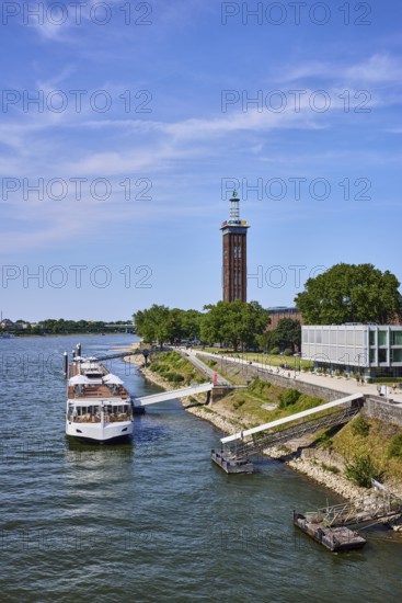 Rhine river, Rheinhallen exhibition halls, brick architecture, exhibition tower, general