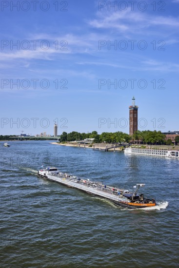 Rhine river, total view, general architecture, car bridge, zoo bridge, exhibition tower, trees,