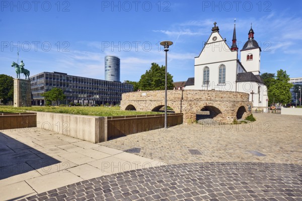 Historic railway hub, Alt St. Heribert church, general architecture, commercial building, high-rise
