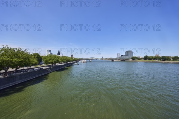 Rhine river, general architecture, high-rise MaxCologne, riverbank, church towers, Cologne