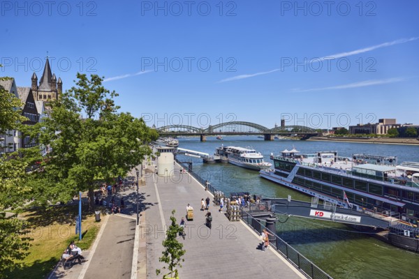 Rhine river, waterfront, sightseeing boats, general architecture, skyscrapers, modern architecture,