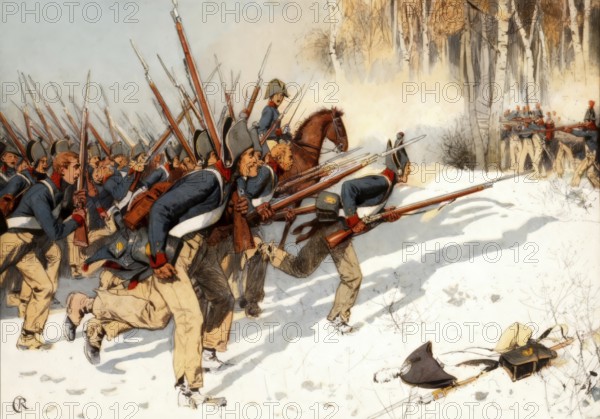 The Battle of Eylau or Battle of Preussisch-Eylau, 7 and 8 February 1807, between Napoléon's Grande
