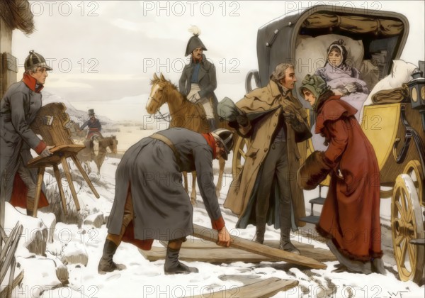 Napoleonic Wars, the escape of the Royal familiy from Koenigsberg to Memel through the Curonian