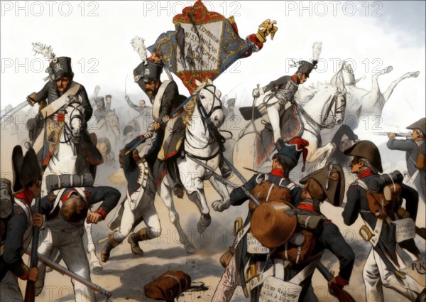 Napoleonic Wars, The black hussars at battle of Heilsberg in East Prussia on 10th June 1807,