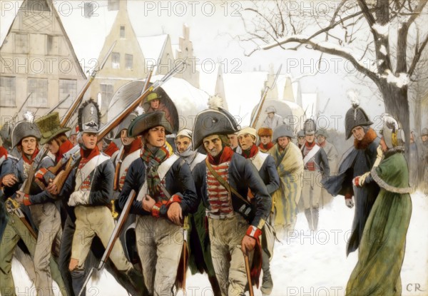 Napoleonic Wars, the remaining Prussian army passing the royal couple, Memel on January 14, 1807,