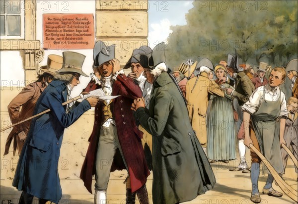 Contemplating the defeat at Jena and Auerstaedt in Berlin, Napoleonic Wars, 1806, historical