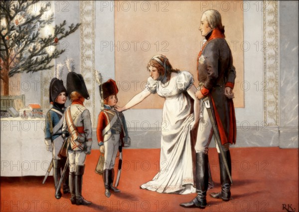 The royal couple Frederick William III and Louise on Christmas Eve 1803, giving uniforms as