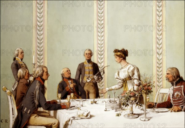 Crown Princess Louise allowing the Adjutant General Colonel of Köckeritz to smoke his usual pipe,
