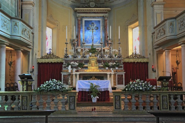 Brescello village, interior view of the church of Santa Maria Nascente e San Genesio, film set for