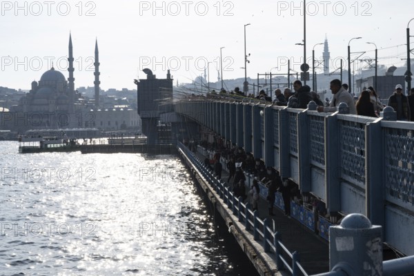 Istanbul, Turkey. December 2nd 2025. The Galata Bridge crossing the entrance to the Golden Horn and