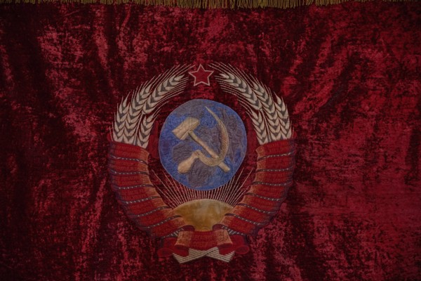 Gori, Georgia. September 9th 2025. A soviet hammer and sickle design insignia, historical