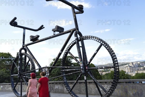 Tbilisi, Georgia. July 11th 2025. The Big Bike Monument, the famous Tbilisi landmark is a place
