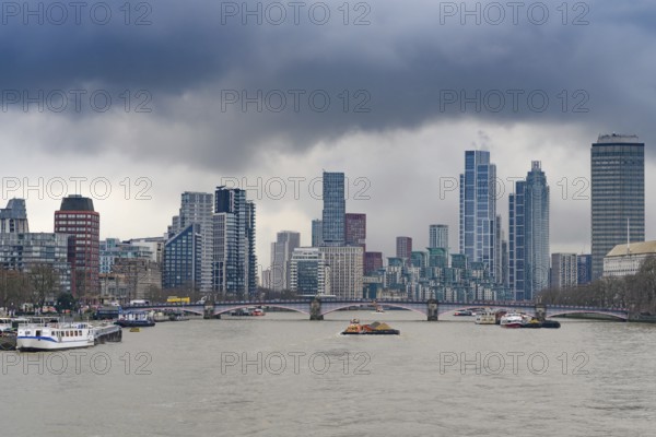 London, United Kingdom. January 31st, 2025. Heavy clouds over a panorama view of the city of London