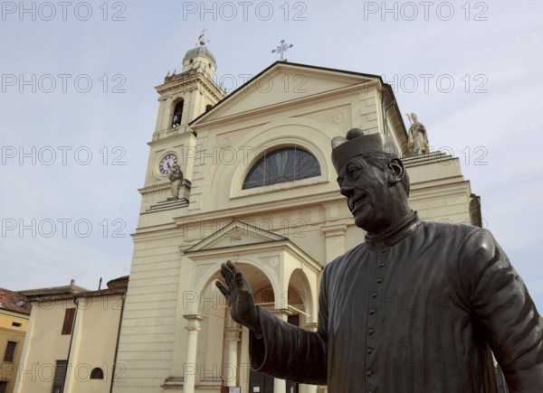 Italy, in the village of Brescello, statue of Don Camillo, portrayed by actor Fernand Joseph Desire