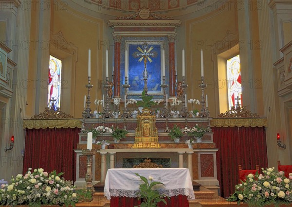 Brescello village, interior view of the church of Santa Maria Nascente e San Genesio, film set for