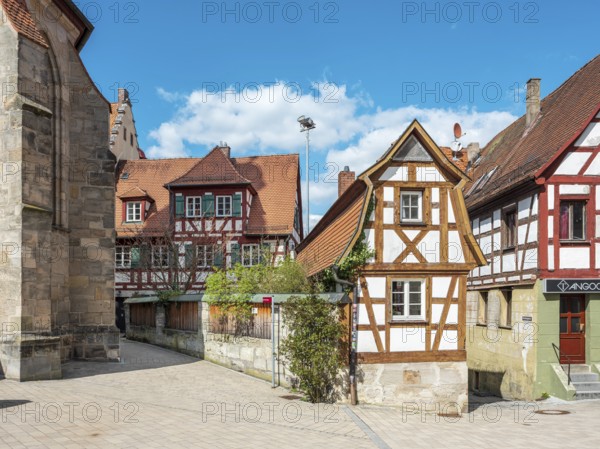 Franconian half-timbered houses at the church of St. Lawrence am Oberen Markt, Altdorf near