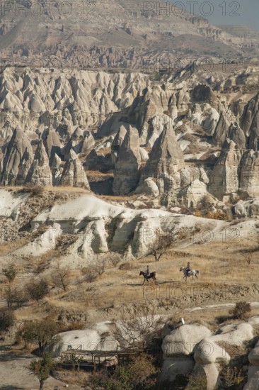 Cappadocia, Turkey. November 8th 2017 Horse riders in the Gorkundere Valley near the Anatolian town