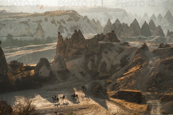 Cappadocia, Turkey. November 8th 2017 Riders pass through the volcanic landscape of Anatolian