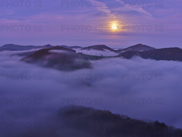 View from the Gisliflue of the Jurassic foothills covered in fog from the left, Wasserfluh,