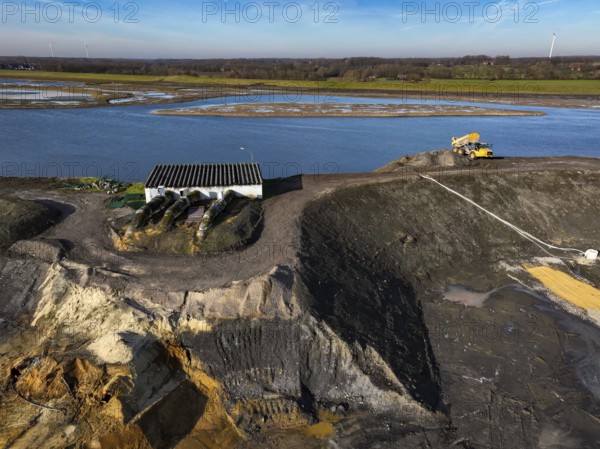 Haltern-Marl, North Rhine-Westphalia, Germany - Lippe, flood protection in the