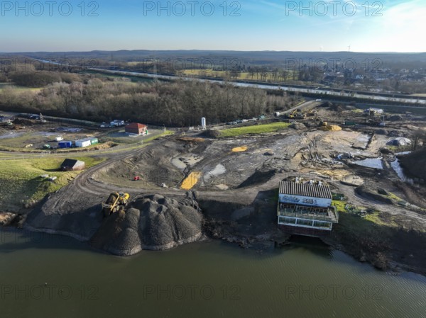 Haltern-Marl, North Rhine-Westphalia, Germany - Lippe, flood protection in the
