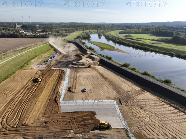 Haltern-Marl, North Rhine-Westphalia, Germany - Lippe, flood protection in the