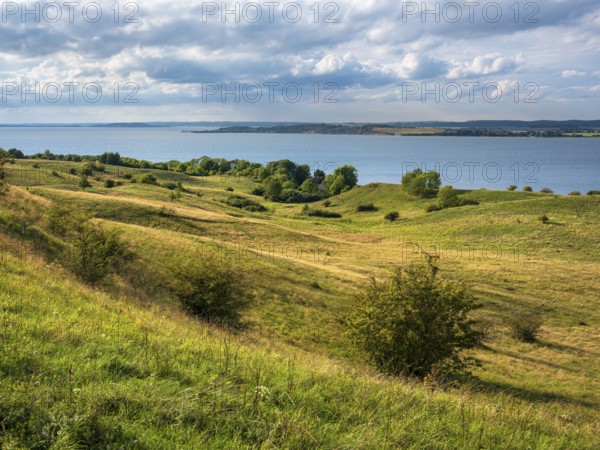 Hilly landscape in the Zicker Mountains, including Zicker Alps, view over the lagoon landscape,