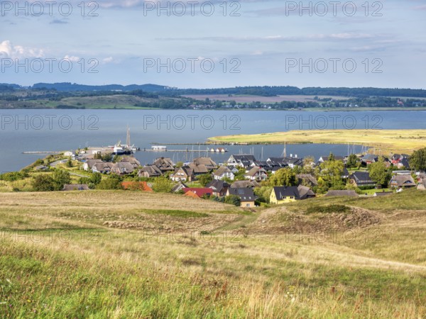 Hilly landscape in the Zicker Mountains, including Zicker Alps, view over the lagoon landscape and
