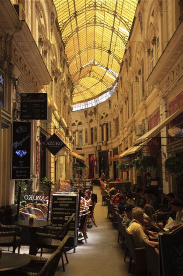 Romania, capital Bucharest, Bucuresti, restaurants and cafes in Passage Macca-Villacrosse, Pasajul