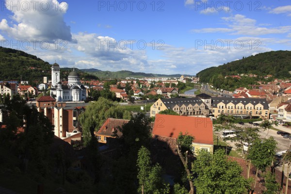 Romania, view of the town of Sighisoara from Castle Hill, German Sighisoara, town in Mures district