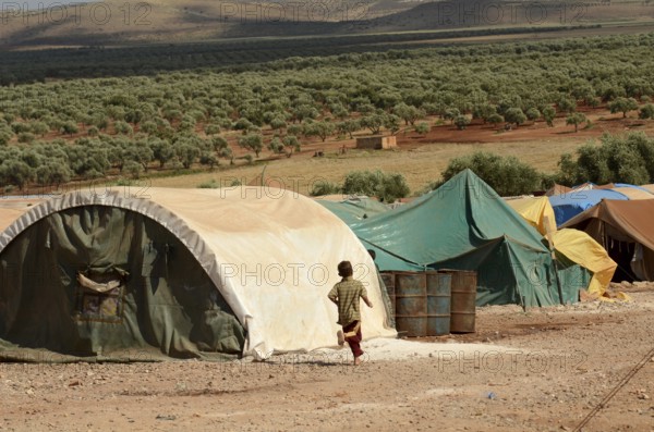 Atmeh Refugee Camp, Idlib, Syria. June 19th 2013. Internally displaced child Syrian refugees in the
