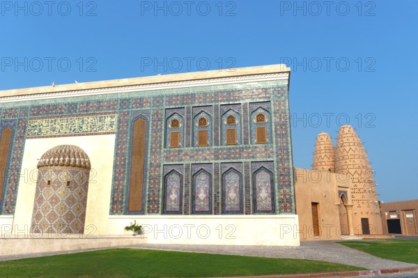 Doha, Qatar. September 20th 2019 Beautiful facade of the Katara Mosque and Pigeon Houses in the