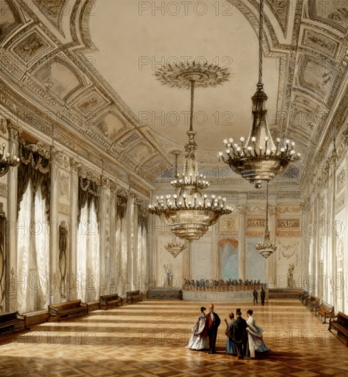 The ballroom, Almack's Assembly Rooms or Willis's Rooms, 19th century, a social club in London,