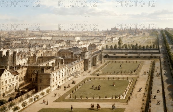 St James's Palace, left, and The Mall, 1715, London, England, United Kingdom